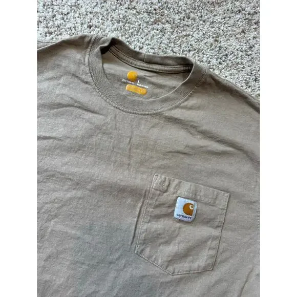 CARHARTT Men's short sleeve T-Shirt, Brown/Tan, size L, Cotton, Workwear - Picture 7 of 8
